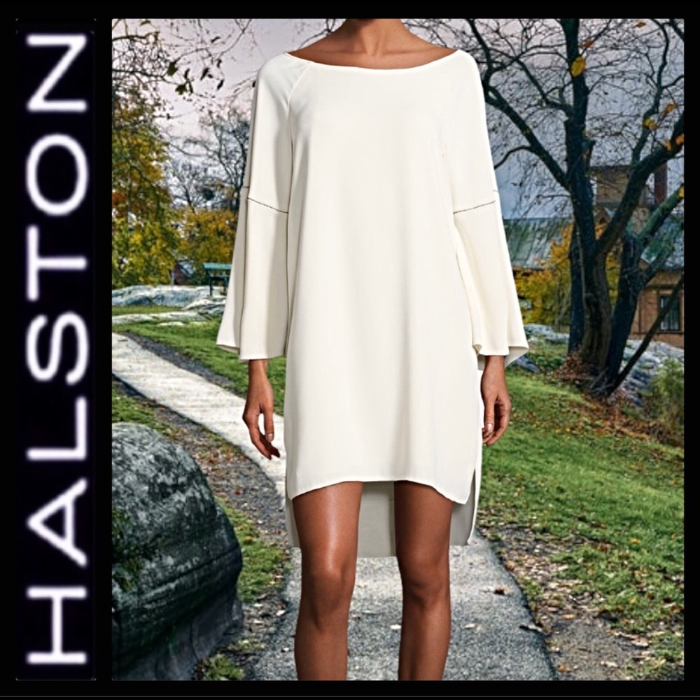 Halston Heritage Flounce Sleeve Shift Dress